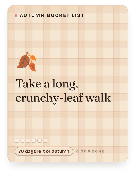 The Autumn Bucket List card